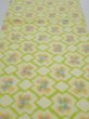 Photo1: 2T02z60  Japanese Kimono Silk SHIBORI FABRIC  Yellow green 44.1x14.2 (1)