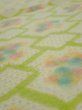 Photo4: 2T02z60  Japanese Kimono Silk SHIBORI FABRIC  Yellow green 44.1x14.2 (4)