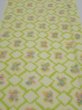 Photo1: 2T05z90  Japanese Kimono Silk SHIBORI FABRIC  Yellow green 64.6x14.2 (1)