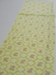 Photo3: 2T05z90  Japanese Kimono Silk SHIBORI FABRIC  Yellow green 64.6x14.2 (3)