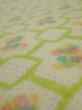 Photo4: 2T05z90  Japanese Kimono Silk SHIBORI FABRIC  Yellow green 64.6x14.2 (4)