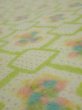 Photo4: 2T06z90  Japanese Kimono Silk SHIBORI FABRIC  Yellow green 64.6x14.2 (4)