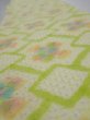 Photo4: 2T08z40  Japanese Kimono Silk SHIBORI FABRIC  Yellow green 59.1x6.7 (4)