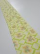 Photo1: 2T09z40  Japanese Kimono Silk SHIBORI FABRIC  Yellow green 62.2x6.7 (1)