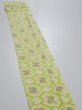 Photo3: 2T09z40  Japanese Kimono Silk SHIBORI FABRIC  Yellow green 62.2x6.7 (3)