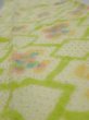 Photo4: 2T10z30  Japanese Kimono Silk SHIBORI FABRIC  Yellow green 35.4x7.1 (4)