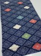 Photo2: 2T01z60  Japanese Kimono Silk  FABRIC Chrysanthemum Navy 40.6x14.2 (2)