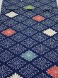 Photo1: 2T02z60  Japanese Kimono Silk  FABRIC Chrysanthemum Navy 40.2x13.8 (1)