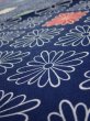 Photo4: 2T02z60  Japanese Kimono Silk  FABRIC Chrysanthemum Navy 40.2x13.8 (4)