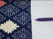 Photo6: 2T02z60  Japanese Kimono Silk  FABRIC Chrysanthemum Navy 40.2x13.8 (6)