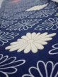 Photo4: 2T08z50  Japanese Kimono Silk  FABRIC Chrysanthemum Navy 58.7x7.5 (4)