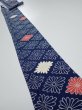 Photo1: 2T09z50  Japanese Kimono Silk  FABRIC Chrysanthemum Navy 77.2x6.3 (1)