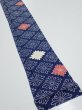 Photo2: 2T09z50  Japanese Kimono Silk  FABRIC Chrysanthemum Navy 77.2x6.3 (2)