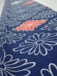 Photo4: 2T09z50  Japanese Kimono Silk  FABRIC Chrysanthemum Navy 77.2x6.3 (4)