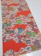 Photo2: 2S06z130  Japanese Kimono Silk  FABRIC Ship Orange-Red 86.6x14.0 (2)