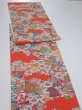 Photo3: 2S06z130  Japanese Kimono Silk  FABRIC Ship Orange-Red 86.6x14.0 (3)