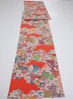 Photo5: 2S06z130  Japanese Kimono Silk  FABRIC Ship Orange-Red 86.6x14.0 (5)