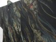 Photo2: 3905T04z680 Vintage Japanese Kimono Silk HAORI Flowers Black (2)