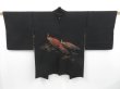 Photo1: 3905T08z520 Vintage Japanese Kimono Silk HAORI Peacock Black (1)