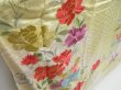 Photo3: 3905T11z1070 Vintage Japanese Kimono Silk FURISODE Peony Light yellow (3)