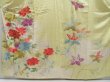 Photo5: 3905T11z1070 Vintage Japanese Kimono Silk FURISODE Peony Light yellow (5)