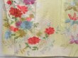 Photo6: 3905T11z1070 Vintage Japanese Kimono Silk FURISODE Peony Light yellow (6)