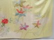 Photo7: 3905T11z1070 Vintage Japanese Kimono Silk FURISODE Peony Light yellow (7)