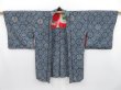 Photo5: 3906T05z400 Vintage Japanese Kimono Silk HAORI Flower Dark gray (5)