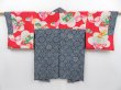 Photo6: 3906T05z400 Vintage Japanese Kimono Silk HAORI Flower Dark gray (6)