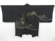 Photo1: 3906T06z580 Vintage Japanese Kimono Silk HAORI Chrysanthemum Black (1)