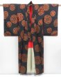 Photo8: 3906T11z570 Vintage Japanese Kimono Silk OMESHI KOMON Flowers Black (8)