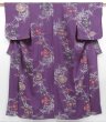 Photo1: 3907T01z880 Vintage Japanese Kimono Silk KOMON Flower Purple (1)