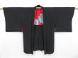 Photo7: 3907T04z380 Vintage Japanese Kimono Silk HAORI Peony Black (7)