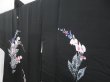 Photo2: 3913T07z580 Vintage Japanese Kimono Silk HAORI Flowers Black (2)