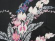 Photo4: 3913T07z580 Vintage Japanese Kimono Silk HAORI Flowers Black (4)