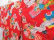 Photo2: 3918T05z690 Antique Japanese Kimono Cotton JUBAN Flying crane Red (2)