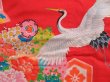 Photo4: 3918T05z690 Antique Japanese Kimono Cotton JUBAN Flying crane Red (4)