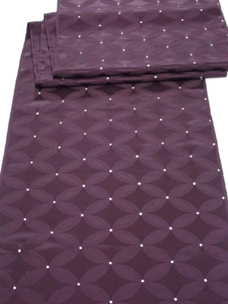 Photo1: 2N04z100  Japanese Kimono Silk  FABRIC Shippo Dark purple 103.9x14.4 (1)