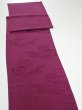 Photo3: 2N04z70  Japanese Kimono Silk  FABRIC Crane Wine red 83.5x15.4 (3)