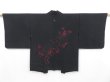 Photo1: 3919T02z490 Vintage Japanese Kimono Silk HAORI Flower Black (1)