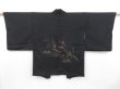 Photo1: 3921T02z560 Vintage Japanese Kimono Silk HAORI Plum blossom Black (1)