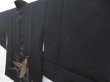 Photo2: 3921T11z530 Vintage Japanese Kimono Silk HAORI Peacock Black (2)