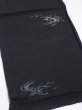 Photo2: 2V01z50  Japanese Kimono Silk  FABRIC Wave Black 35.4x14.2 (2)