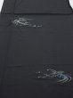 Photo1: 2V04z70  Japanese Kimono Silk  FABRIC Wave Black 47.2x14.0 (1)