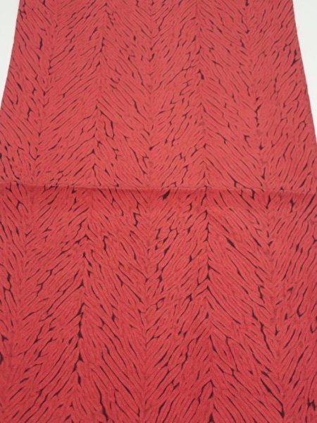 Photo1: 2V02z50  Japanese Kimono Silk  FABRIC Mokume shibori Dull red 37.0x14.0 (1)