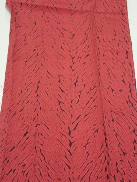 Photo1: 2V06z50  Japanese Kimono Silk  FABRIC Mokume shibori Dull red 49.6x10.0 (1)