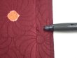 Photo8: 2V01z60  Japanese Kimono Silk  FABRIC Chrysanthemum Red-Brown 40.2x14.2 (8)