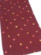 Photo2: 2V04z80  Japanese Kimono Silk  FABRIC Chrysanthemum Red-Brown 52.0x14.0 (2)