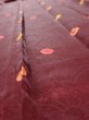 Photo3: 2V07z120  Japanese Kimono Silk  FABRIC Chrysanthemum Red-Brown 88.2x14.2 (3)