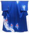 Photo1: 3922T01z910  Japanese Kimono Silk TSUKESAGE Flower Royal blue (1)